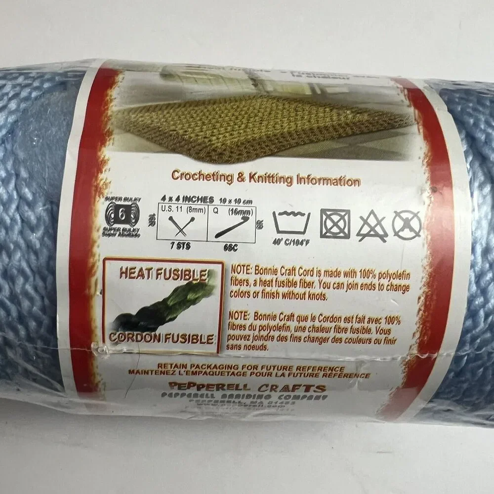 Bonnie Craft Cord 6mm 100 Yards Crochet Knit Knotting Weaving Macrame Sky Blue